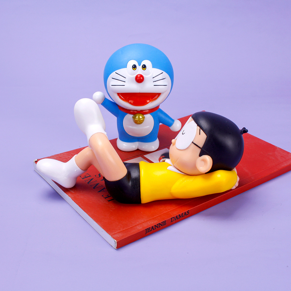 实心pvc躺姿午休大雄动漫人物手办睡觉大雄车载中控台摆件装饰