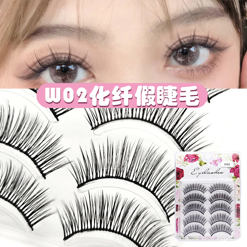 Comic Fairy W02 False Eyelashes Big Eyes Comfortable Thick Long Whole Chemical Fiber Can Be Repeated Spot Wholesale Price