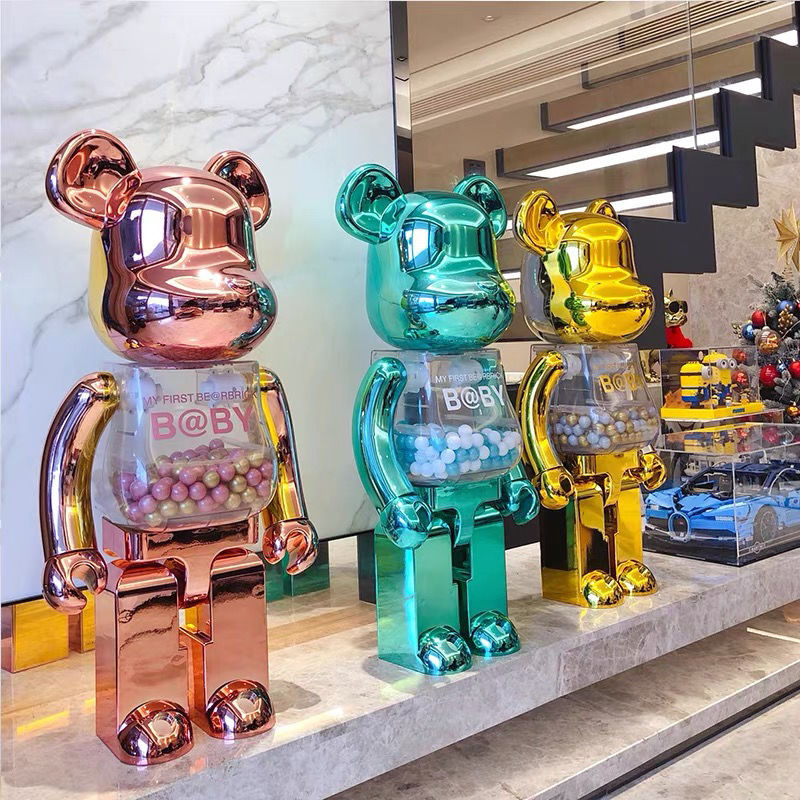 bearbrick暴力熊1000%千秋金粉70cm潮牌家居装饰落地积木熊大摆件