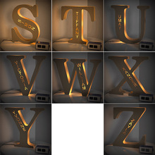 跨境爆款创意木质夜灯26个英文字母小夜灯家居桌面摆饰情人节礼物