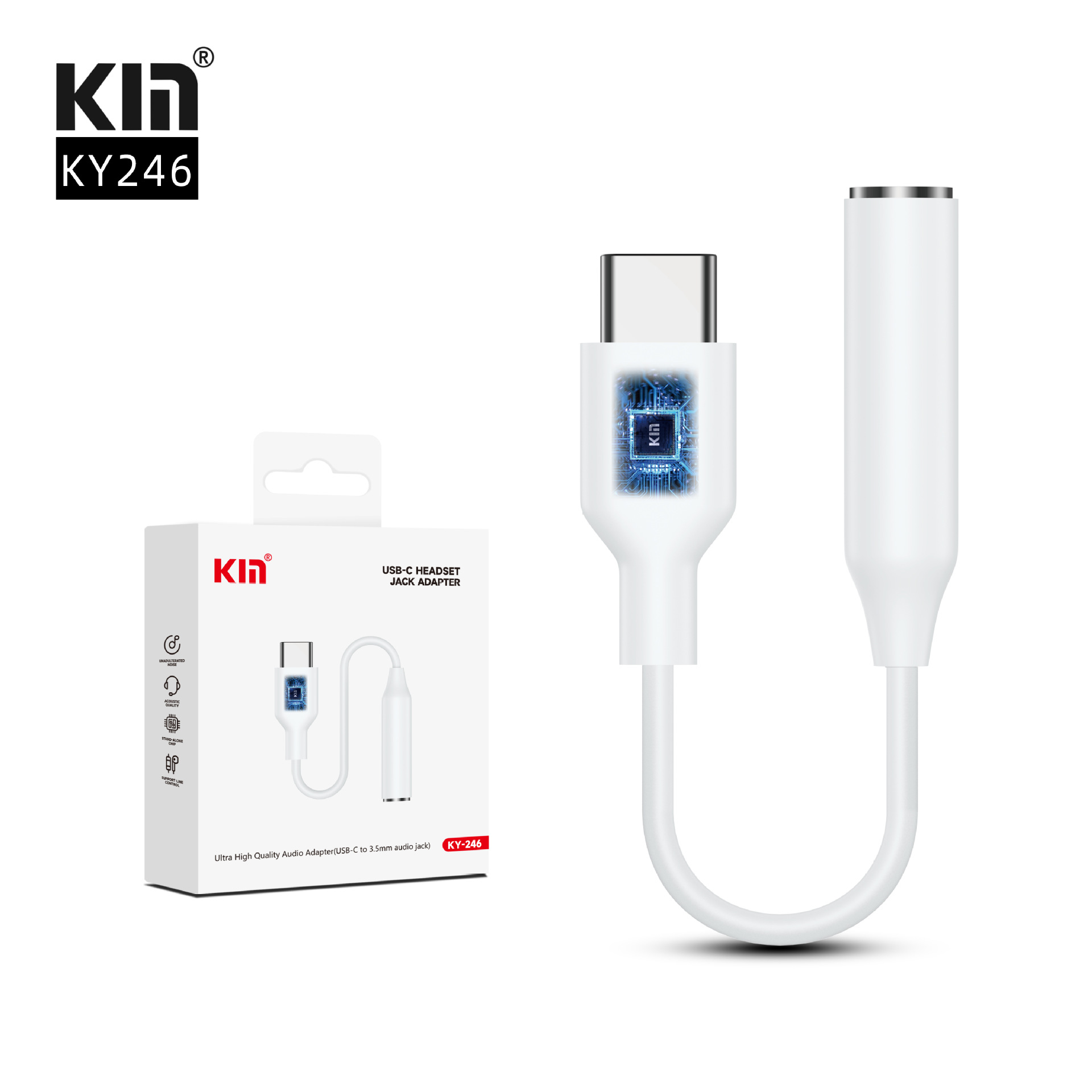 kin-ky246 digital type-c audio adapter tpc decoding chip call karaoke conversion wire