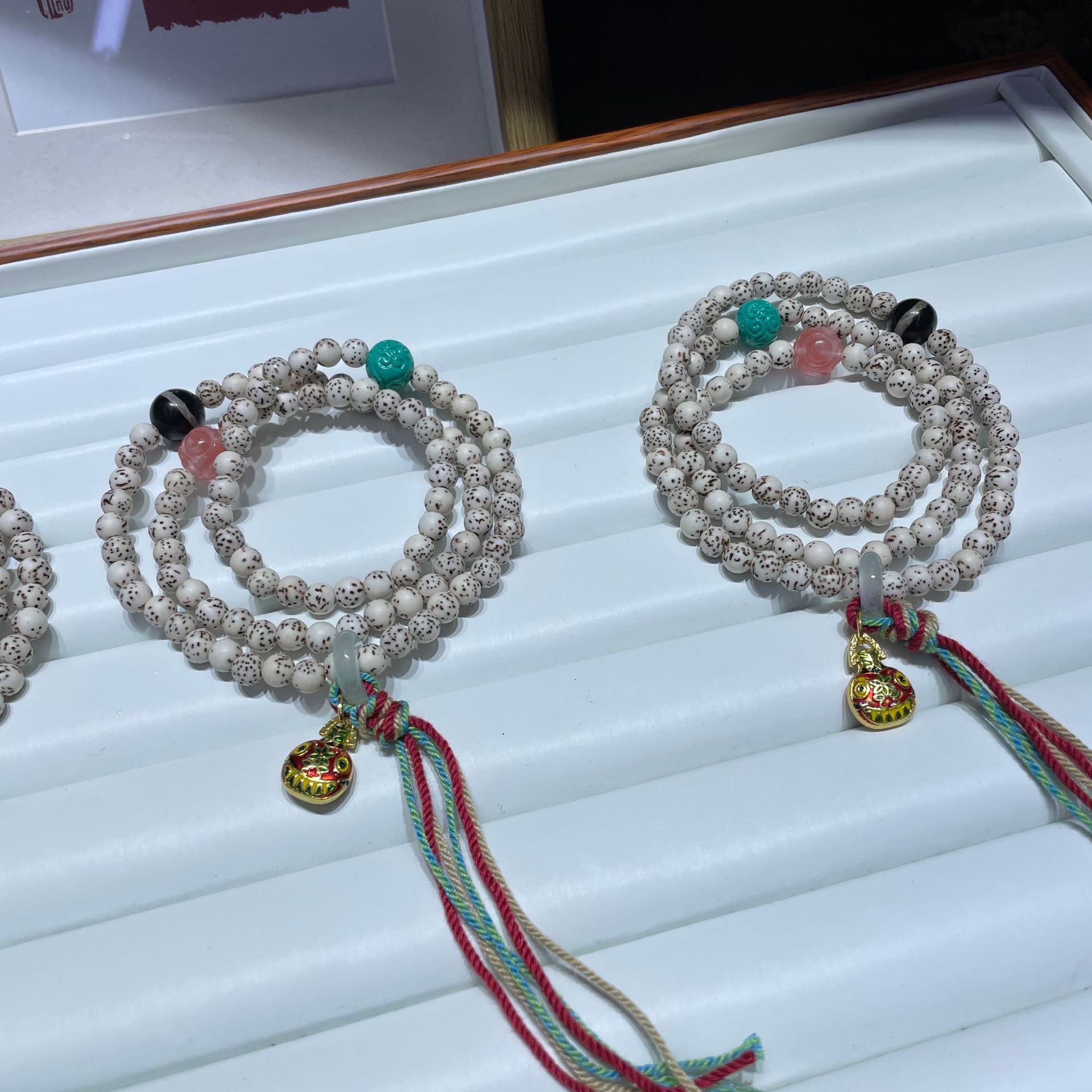 天然星月菩提多圈手链项链两用 搭配玛瑙草莓晶吞金兽 diy原创