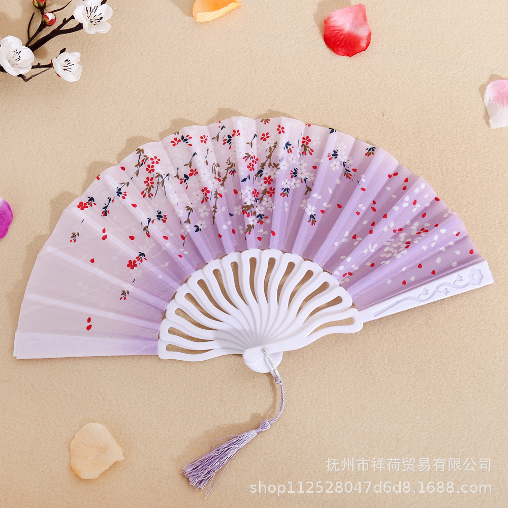 Plastic Fan Folding Fan Chinese Style Women's Student Summer Carry-on Ancient Costume Folding Fan Wholesale Dance Folding Fan