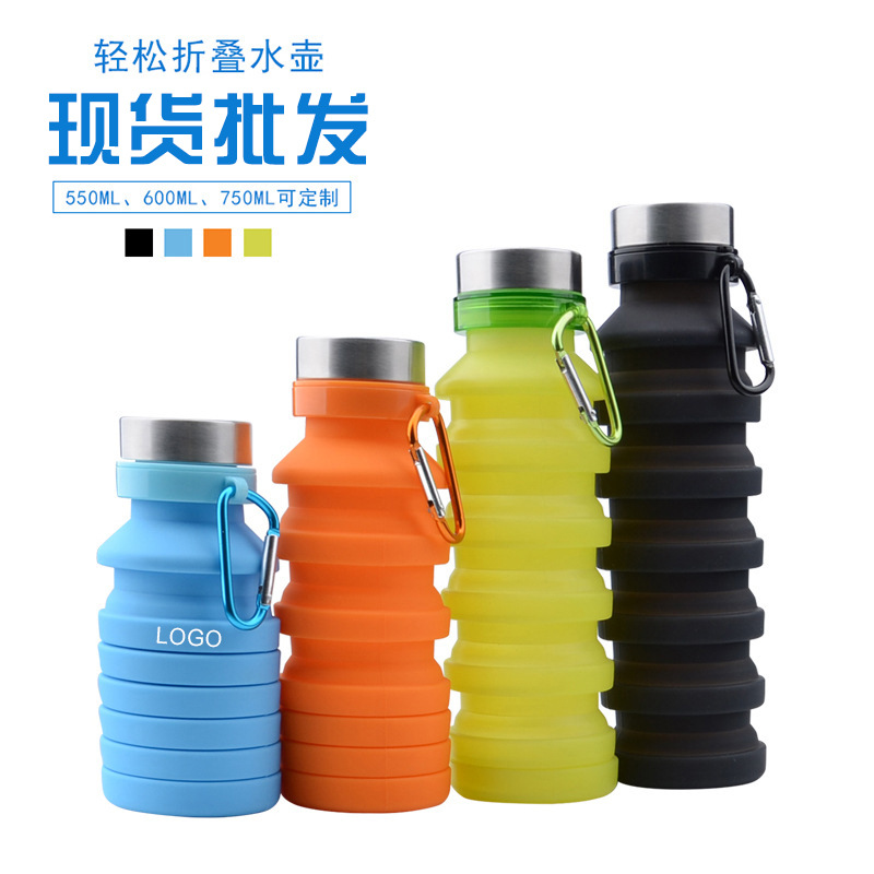Factory in Stock 550ml Creative Silicone Folding Kettle Running Fitness Portable Water Cup Outdoor Sports Cup