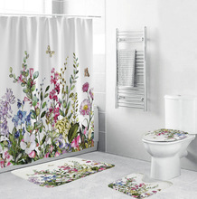 跨境亚马逊 diy植物系列数码印花浴帘 浴室帘子防水防霉涤纶浴帘