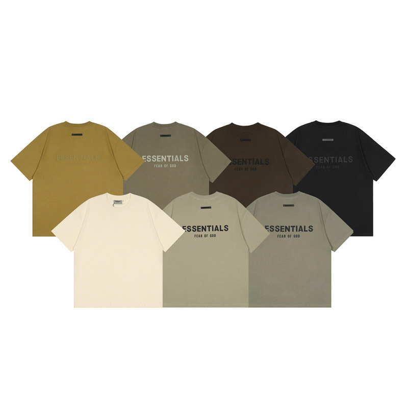 潮牌22ss新款fog fear of god essentials 3d立体滴胶复线短袖t恤