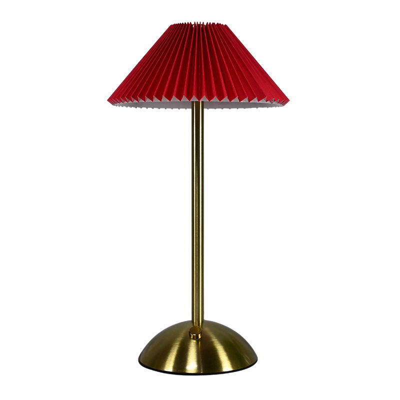 Vintage Pleated Umbrella Table Lamp Nordic Net Red Cream Style Decoration Light Luxury Nursing Touch Charging Small Night Lamp