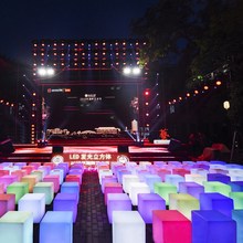LED网红发光立方体块灯KTV创意塑料酒吧凳清吧夜场展会正方形凳子