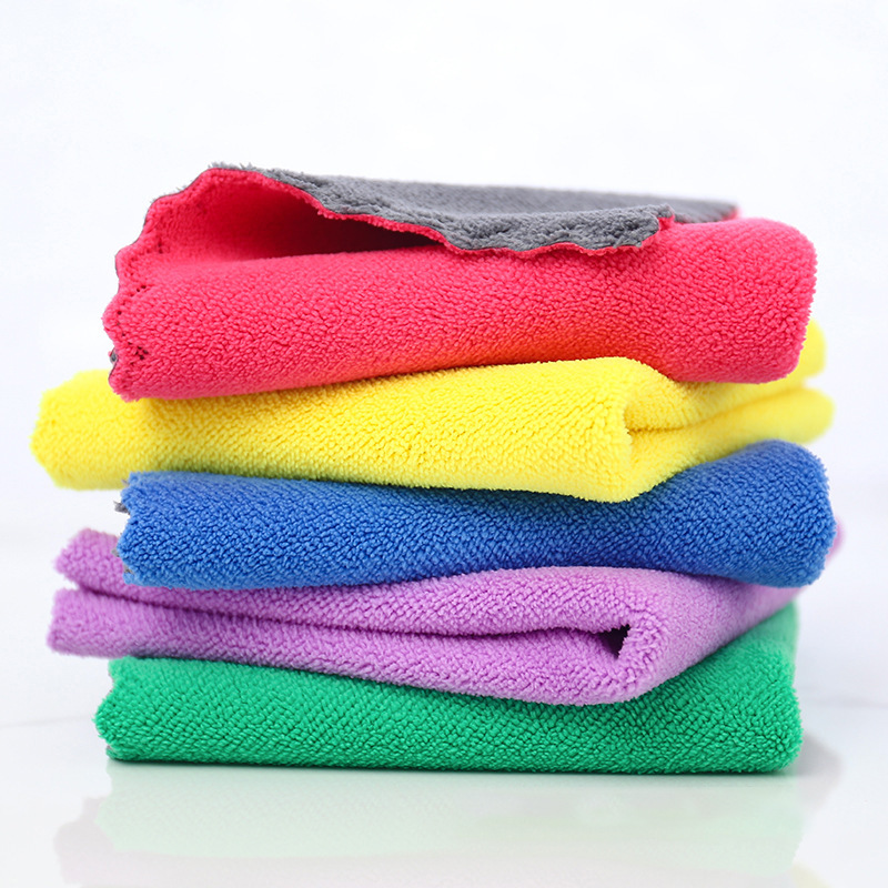 kitchen dish towel coral fleece double-sided two-color absorbent cleaning cloth table cleaning bowl lazy rag scouring pad wholesale