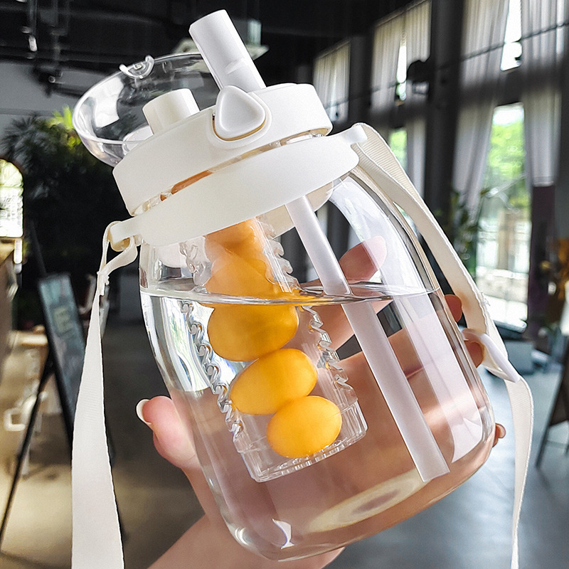 玻璃杯吨吨桶大肚杯耐用高颜值耐高温大容量透明简约风大肚瓶双饮