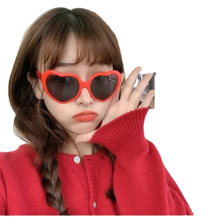 抖音网红同款桃心太阳镜 成人心型太阳镜 个性时尚爱心眼镜批发