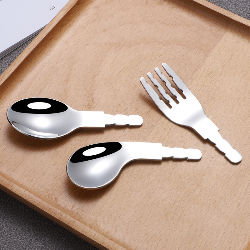 304 Stainless Steel Tableware Bent Spoon Fork Short Handle Semi-Finished Products 316 Children Stainless Steel Fork Spoon Accessories