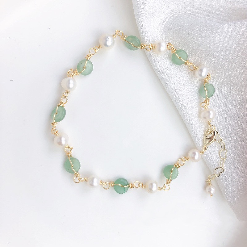 绕线淡水珍珠东陵玉平安扣脚链脚环-阿里巴巴