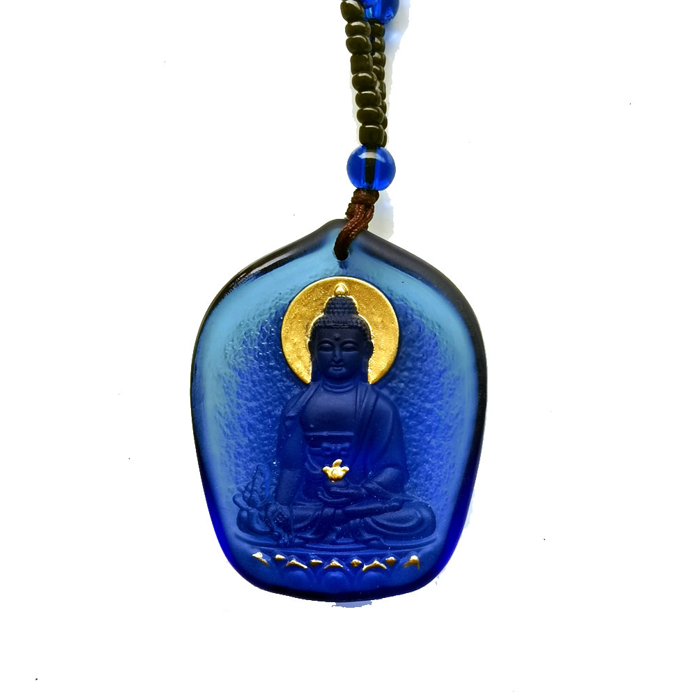 2021新款古法琉璃药师佛吊坠金身版南无药师琉璃光如来佛牌