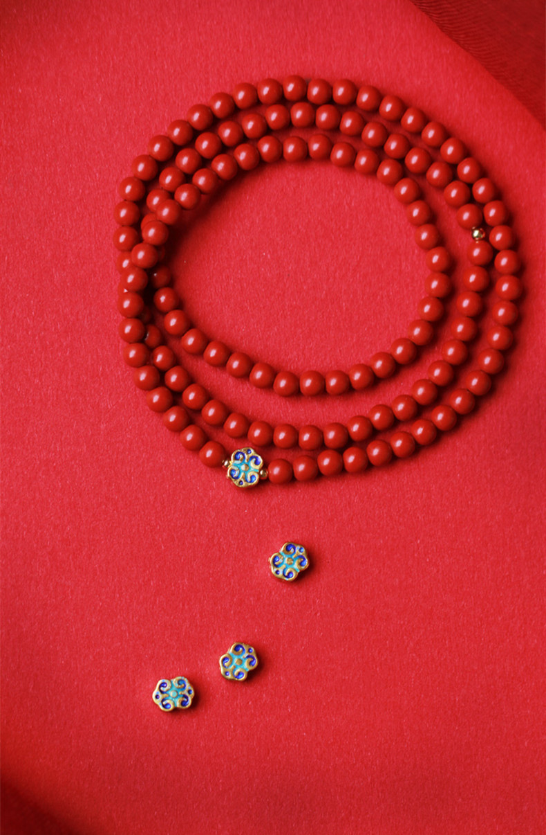 批发女款素珠3圈朱砂手链圆珠6mm红砂满色满肉简约本命年礼物饰品