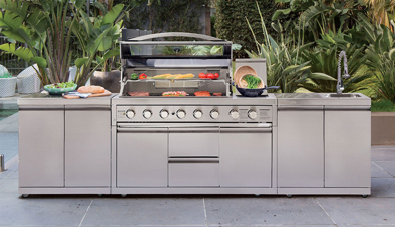 不锈钢燃气烧烤炉嵌入式酒店别墅庭院商家用内嵌式无烟烧烤台组合