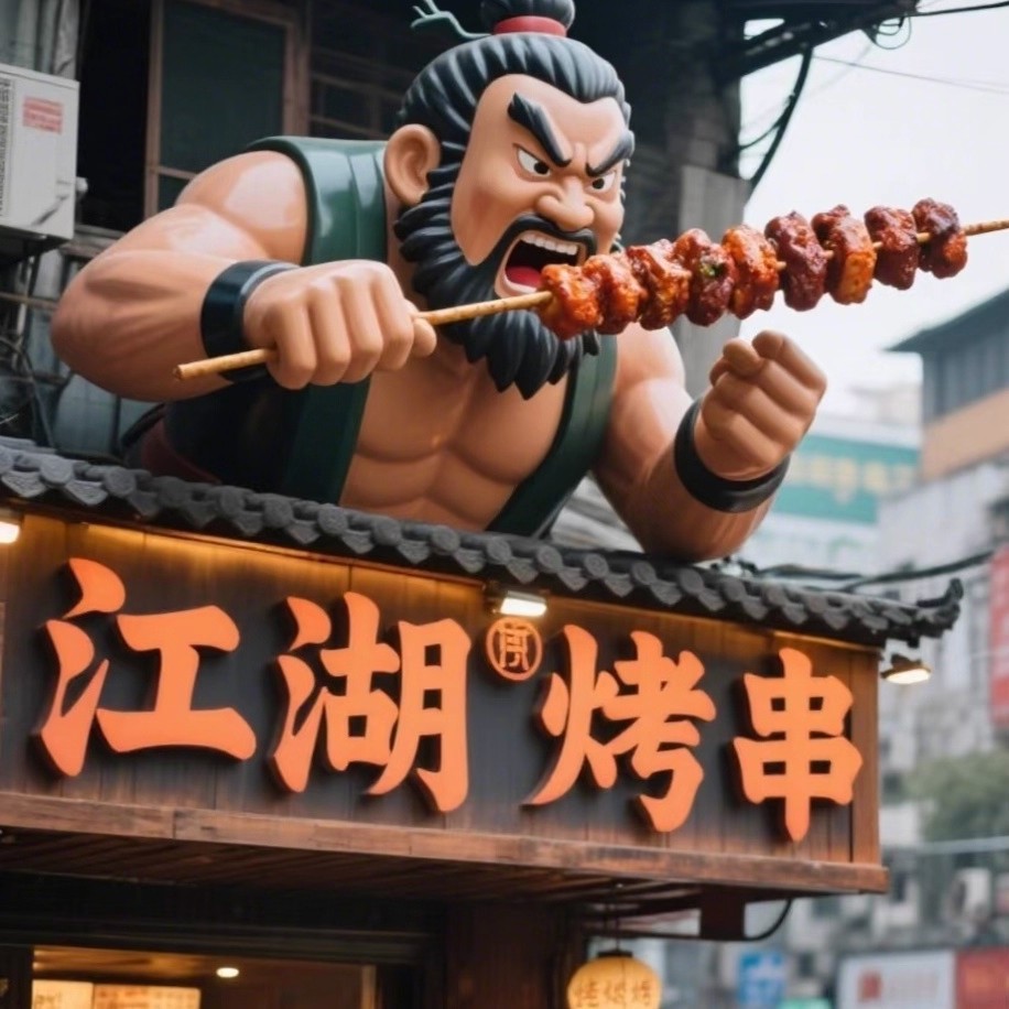 网红打卡店门头玻璃钢雕塑烧烤小吃店烤肉羊肉串肉串仿真装饰摆件