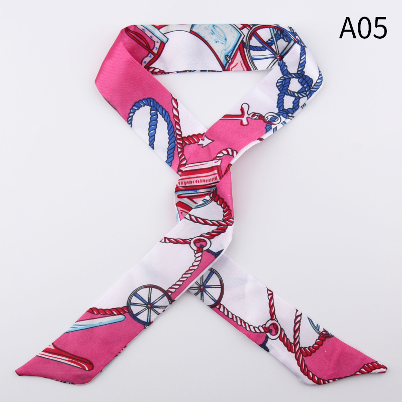 summer scarf Silk Scarf Factory Direct Sales All-Match Arm Bag Long Strip Small Silk Scarf Bow Hair Band Ribbon Gift Box Hand Gift Strap