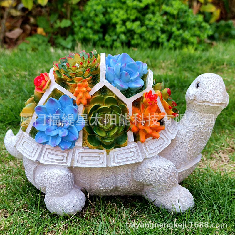 Amazon Outdoor Solar Succulent Turtle Statue Resin Crafts Animal Garden Garden Garden Lamp Ornaments