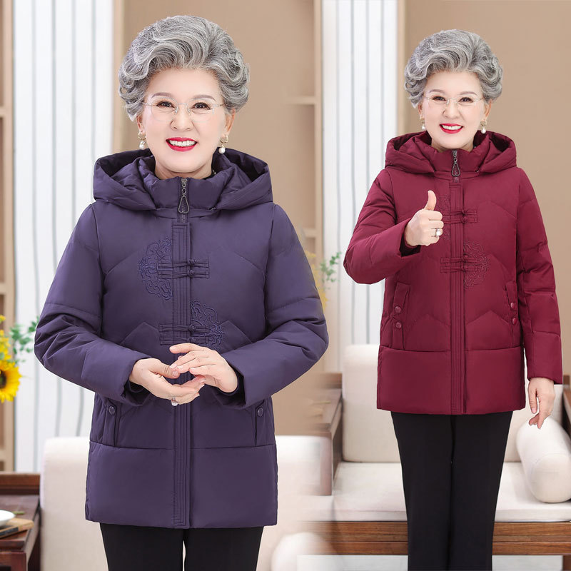中老年羽绒服女短款妈妈冬装加厚大码60岁70老人衣服奶奶太太外套