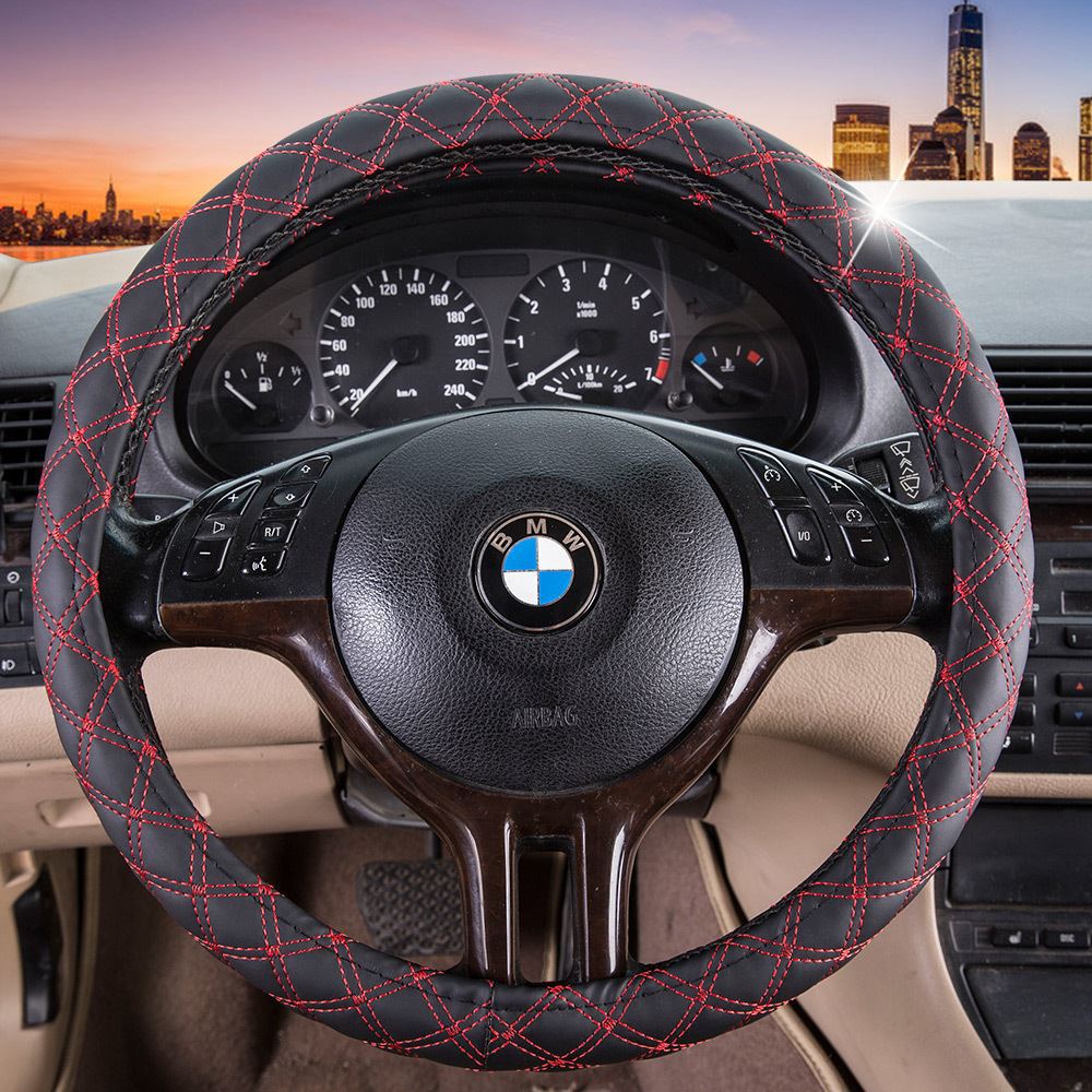 一件代发跨境汽车方向盘套四季皮革红酒把套韩国男女汽车把套子