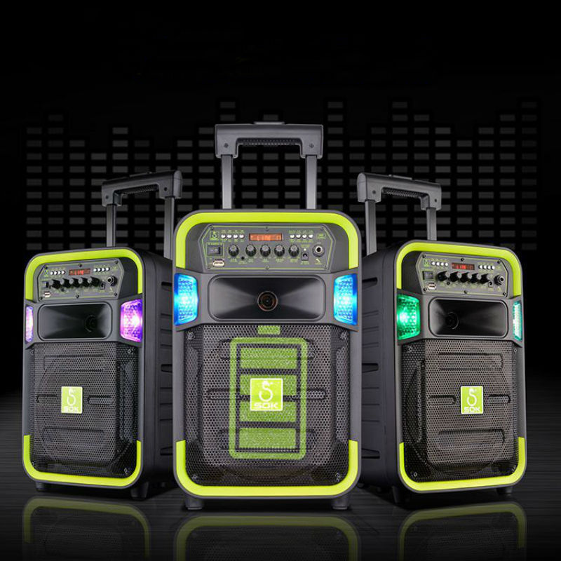 sok蓝牙拉杆音箱 12寸户外广场舞音响 无线同步串联u段双话筒303