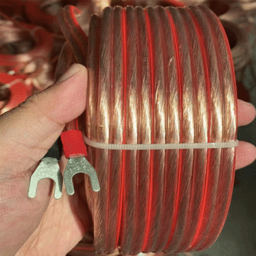 铜鼻子镀锌2芯红黑透明平行线汽车专用喇叭插头线