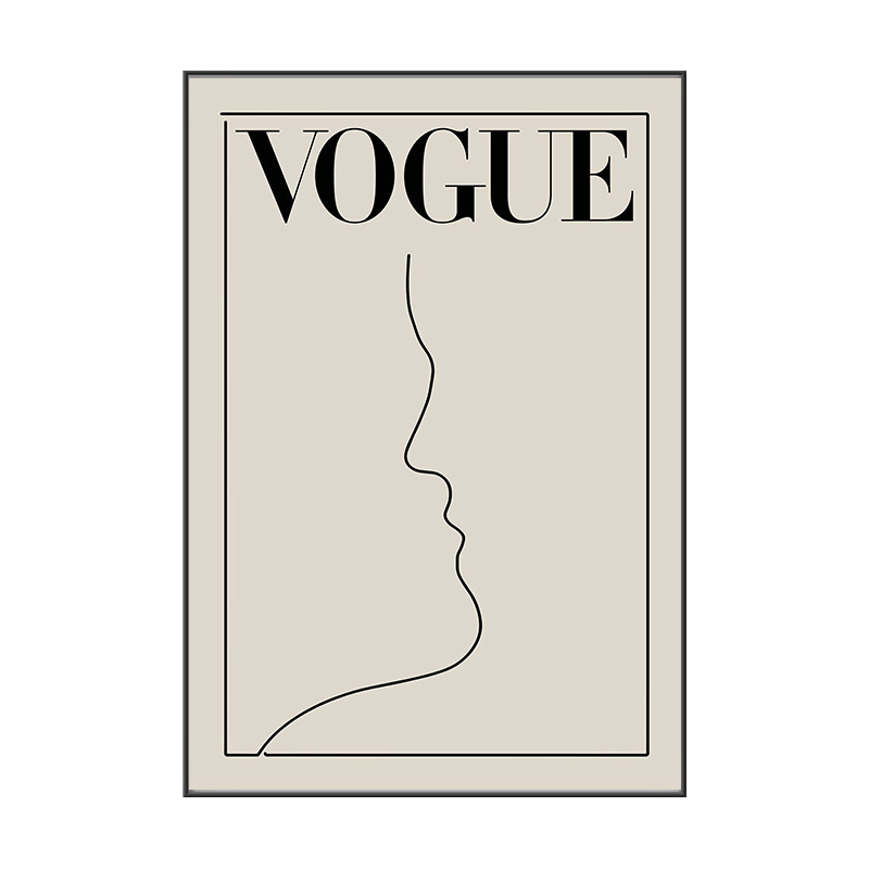 芬怀 杂志封面海报装饰画vogue线条极简诧寂风摆件大地色人物画