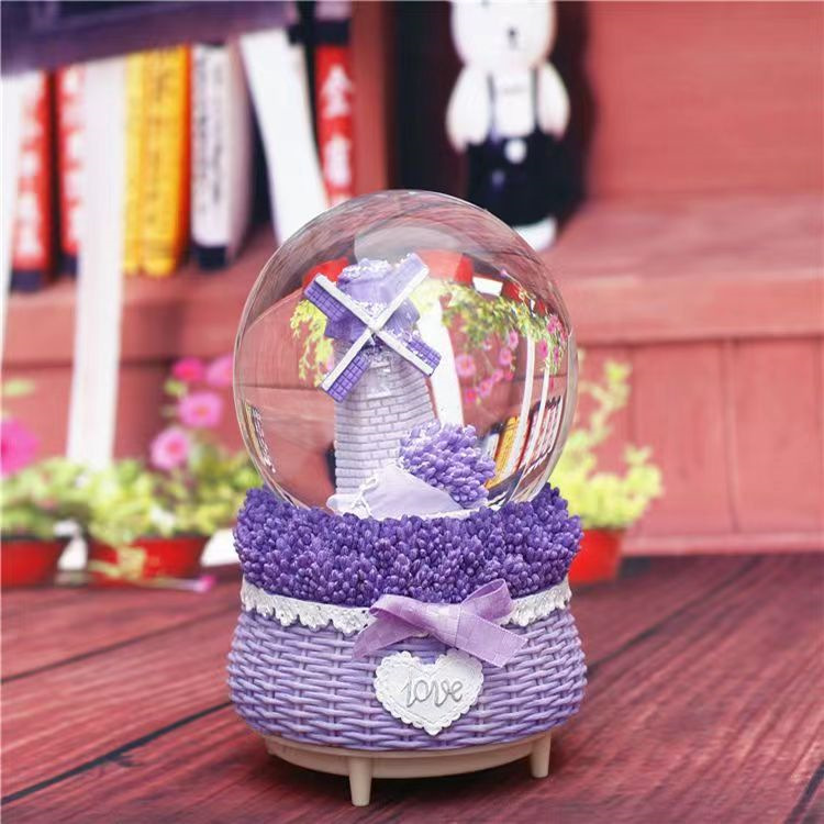 创意生日礼物薰衣草风车吉他水晶球音乐盒电视柜酒柜家居装饰摆件