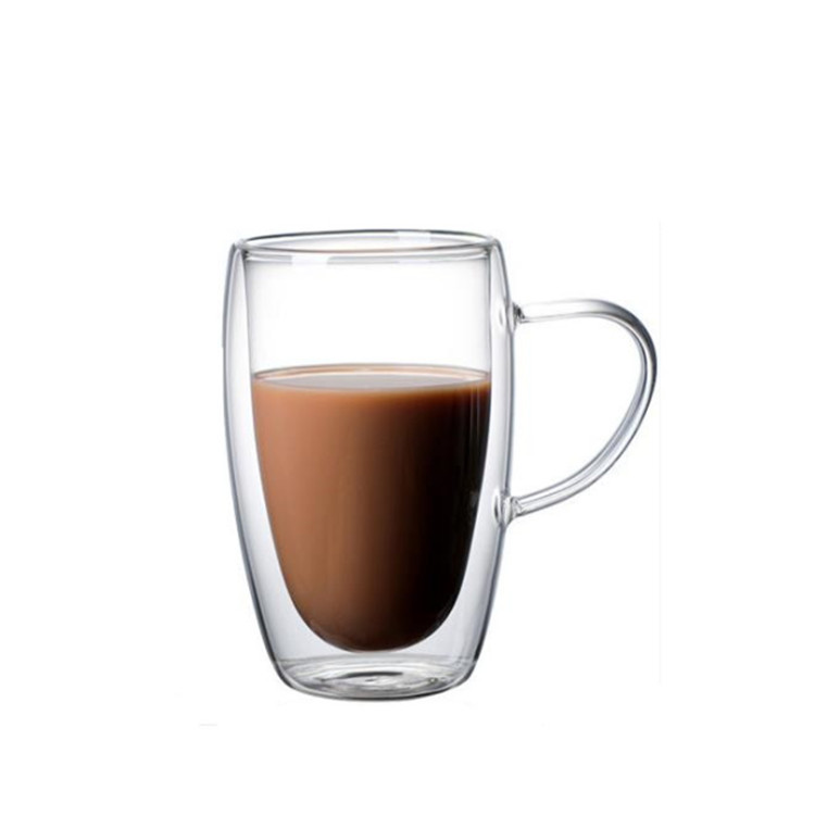 Double-Layer Transparent Glass Coffee Cup with Handle Simple Heat Insulation Milk Breakfast Cup Borosilicate Glass Tea Cup