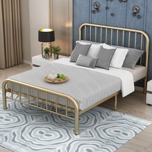 简约现代铁艺床双人床1.5米铁架床单人床1.2米欧式铁床出租房床