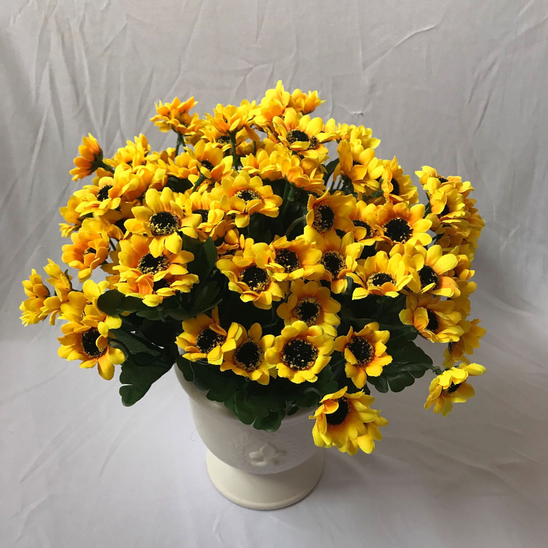 跨境外贸田园15朵小太阳花仿真花束向日葵家居装饰婚庆摄影摆件