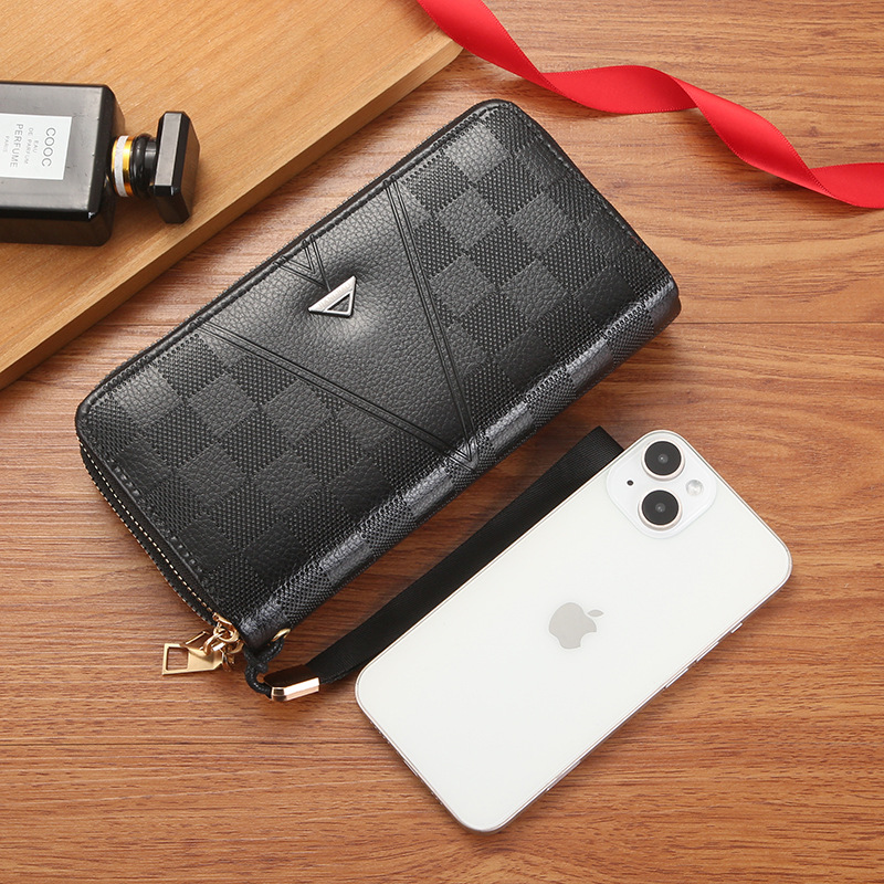 Long Men's Zipper Wallet Large Capacity Wallet Clutch Mobile Phone Bag Casual Business Cards Money