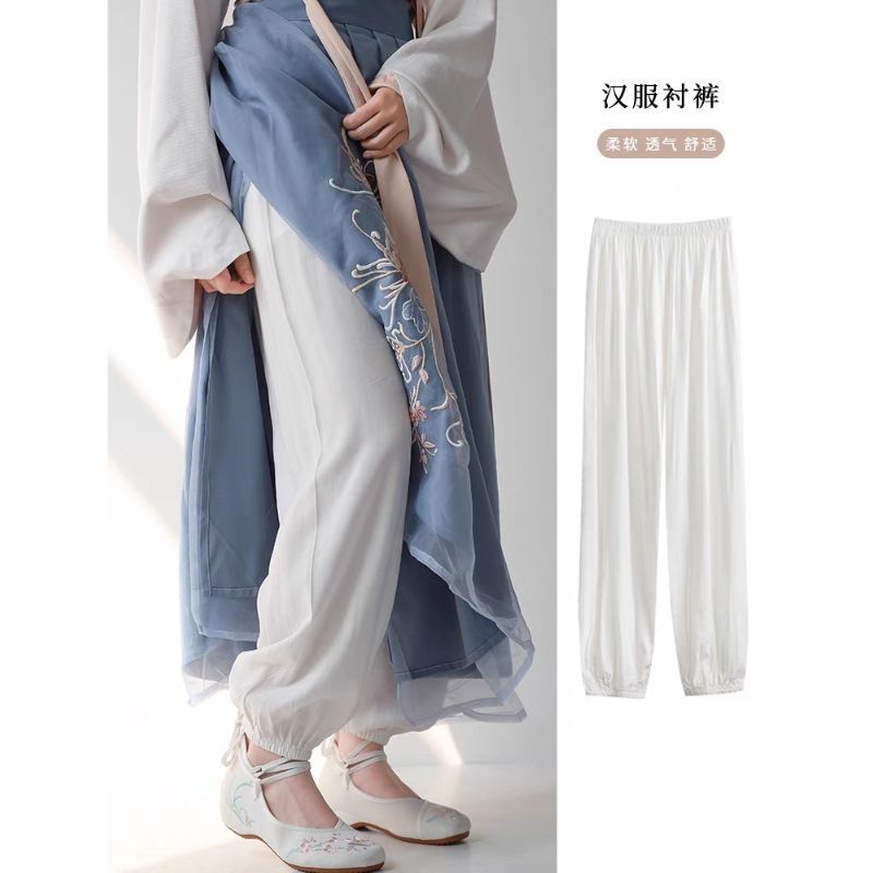 汉服衬裤女内衬裤子防走光白色古典舞打底裤古风马面内搭棉长裤