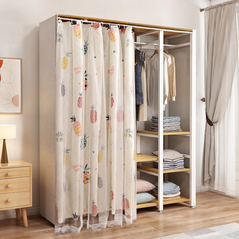 简易衣柜拉帘布帘遮挡帘门帘柜帘免打孔安装柜子杂物防尘隔断ins