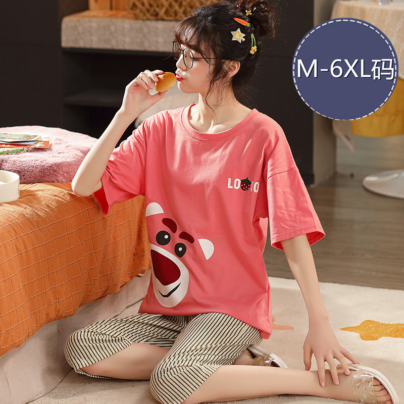 xxxxxl特大码睡衣女夏季棉质宽松胖mm加大码200斤240套装外穿6xl