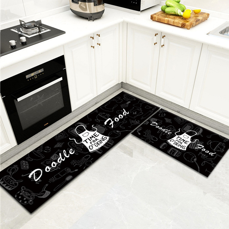 Factory in Stock Two-Piece Set Kitchen Pad Cartoon Tableware Kitchen Stain-Resistant Carpet Bathroom Absorbent Floor Mat