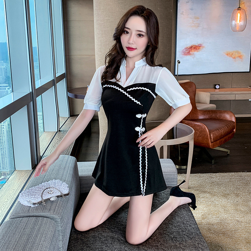 足浴工作服足疗浴场按摩气质洗浴中心桑拿技师服性感短裙公主旗袍