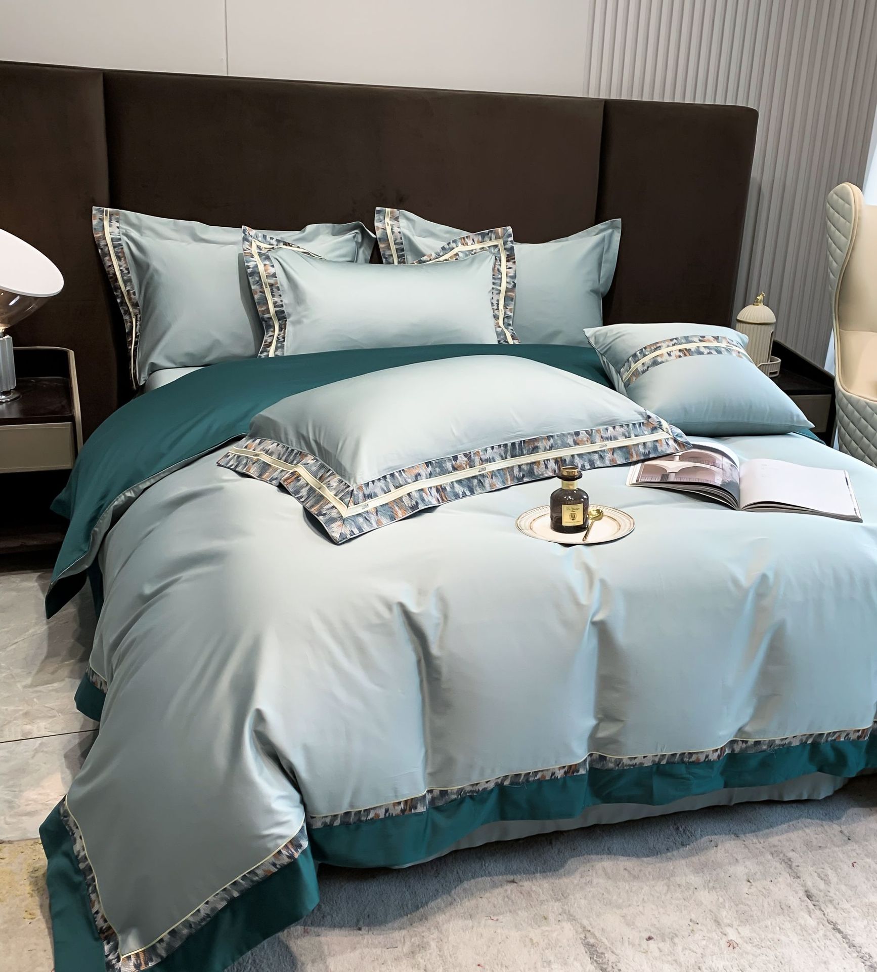 160支匹马棉四件套 高级感轻奢精致刺绣花撞色送礼自用裸睡水洗