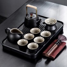 唐仙2023新款黑陶功夫茶具套组家用客厅陶瓷茶壶茶杯茶盘
