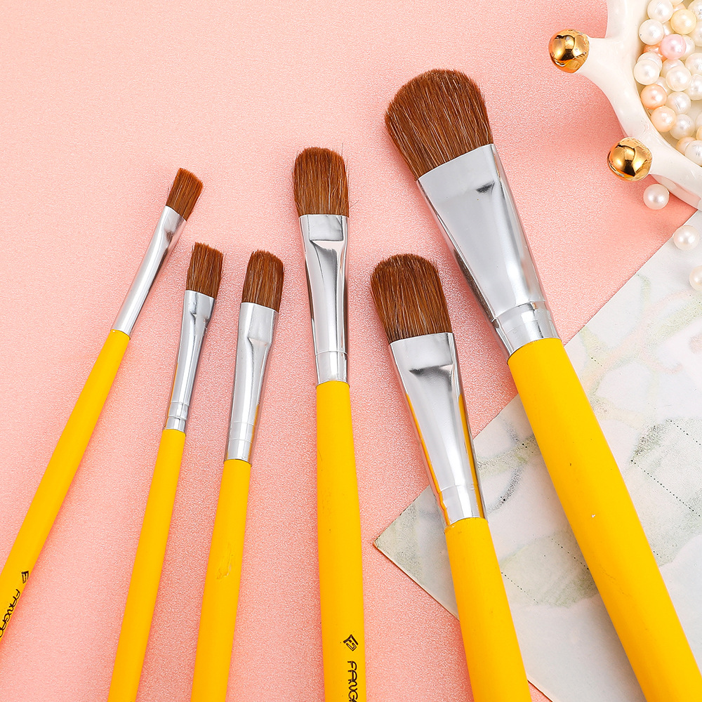 黄色杆精品狼毫画笔圆头颜料笔丙烯水粉颜料画笔套装绘画专用画笔