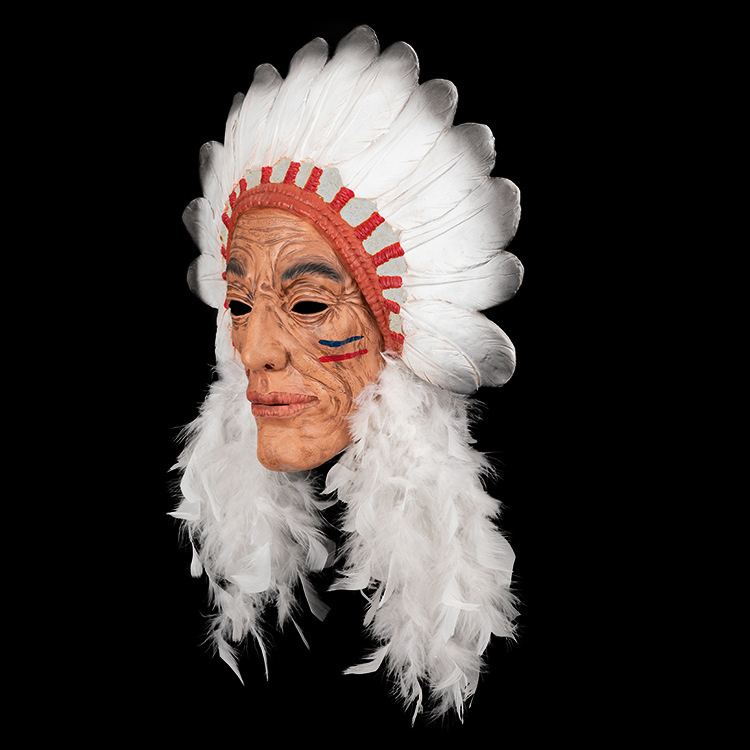 万圣节面具乳胶头套印第安酋长同款头套扮演cos化妆舞会扮演道具
