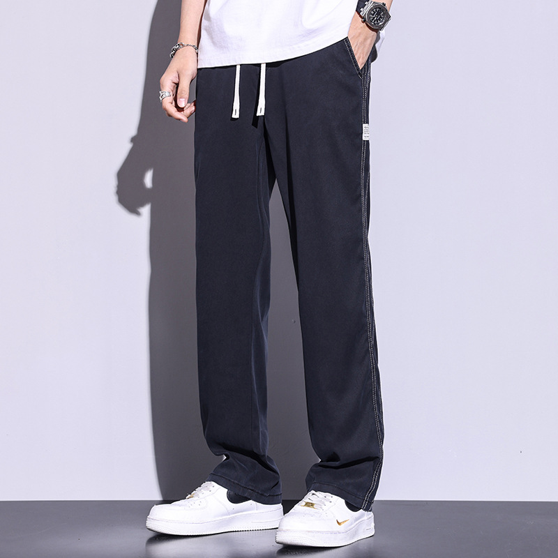 Summer Thin Lyocell Jeans Men's Loose Straight Casual Wide-Leg Pants Men's Ultra-Thin Ice Silk Fashion Brand Long Pants