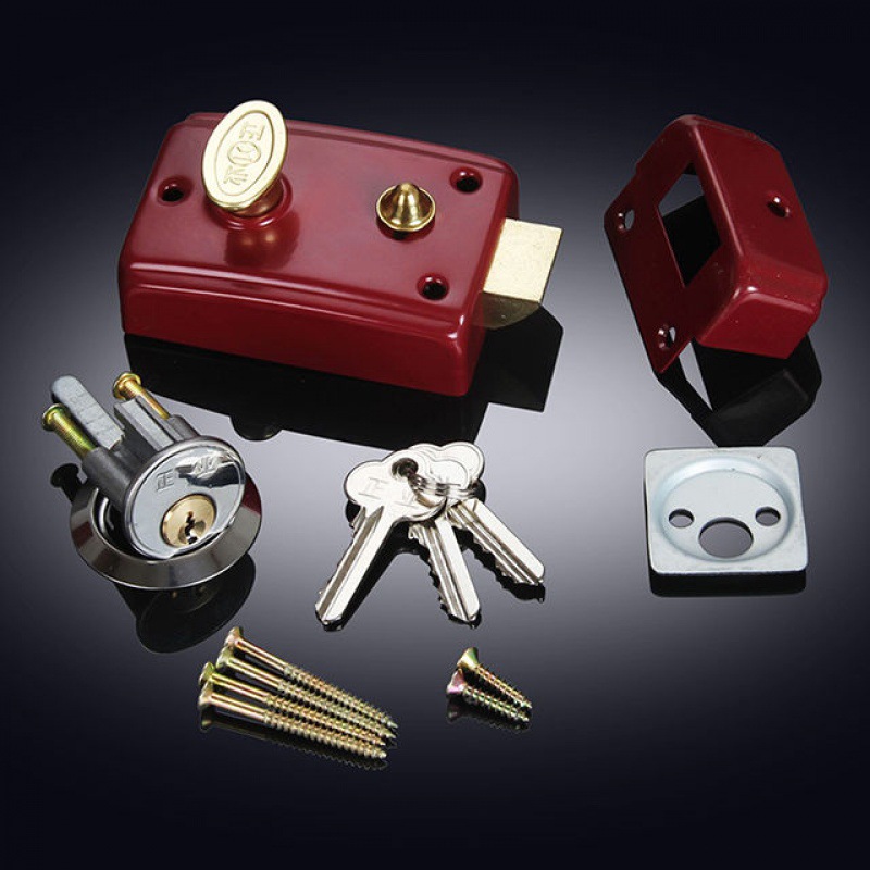 牛头锁708单舌家用老式铁木宿舍红色外装子型厂家直销-阿里巴巴