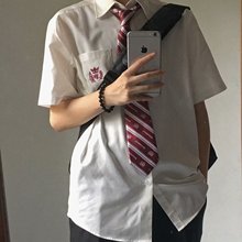 白色学院风带领带衬衫男女日系复古帅气短袖DK制服班服衬衣情侣装