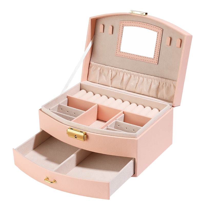 Multi-Layer Lock Ornament Storage Box Princess Children's Jewelry Box Stud Earrings Ornament Drawer Jewelry Storage Box Storage Box Gift