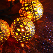 镂空摩洛哥球圣诞节彩灯led铁艺圆球电池灯浪漫房间装饰