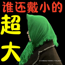 网红头巾女怀旧村姑红色针织包头正方形农村老式表演拍照保暖围巾