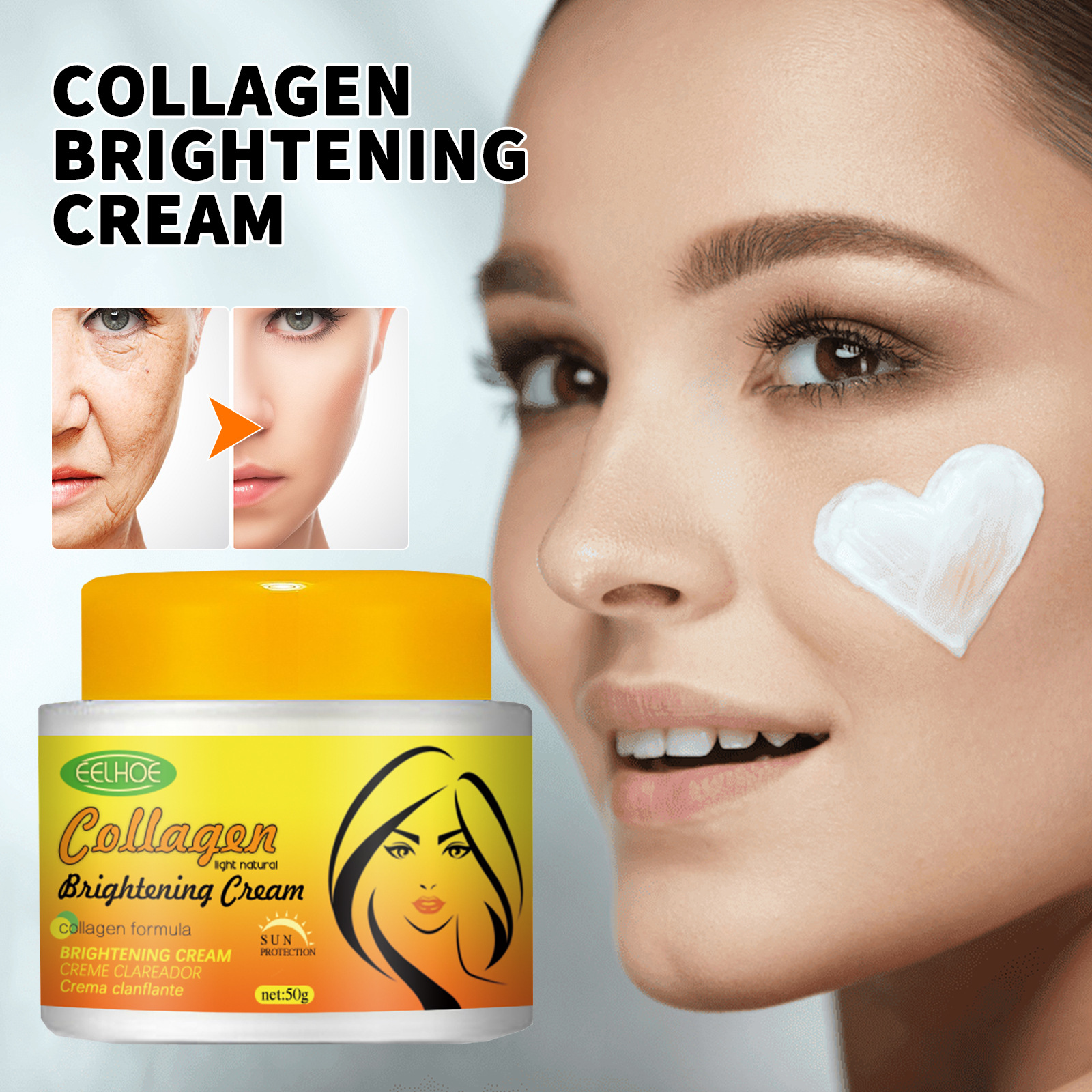 Eelhoe Collagen Lightening Cream Fade Facial Fine Lines Hydrating Plump Facial Skin Cream