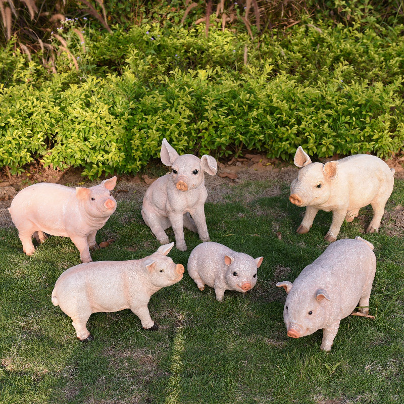 户外玻璃钢动物招财仿真猪雕塑园林农场牧场餐厅摆件动物园装饰品